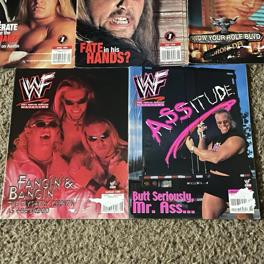 Vintage 1999 WWF Magazine Lot 5 Triple H Rock Edge Christian Mr Ass Wrestling